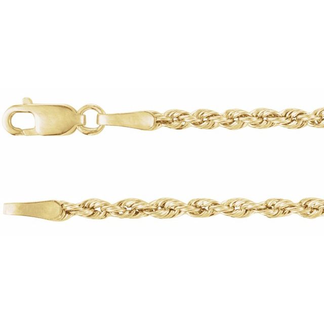 14K Yellow 2 mm Hollow Rope 22' Chain