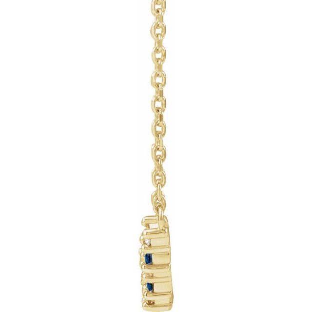 14K Yellow Lab-Grown Blue Sapphire & .08 CTW Natural Diamond Five-Stone Bar 18' Necklace