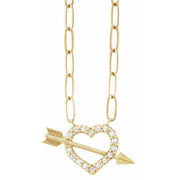 14K Yellow 1/8 CTW Natural Diamond Heart & Arrow 16' Necklace