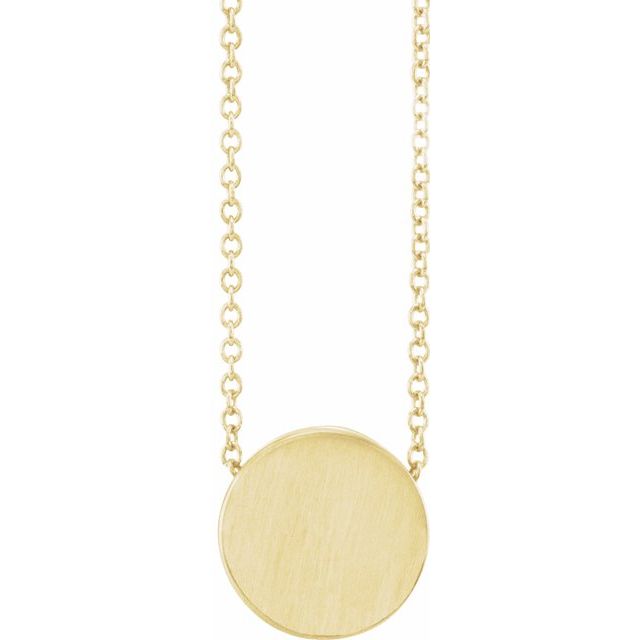 14K Yellow 10 mm Engravable Disc 16-18' Necklace