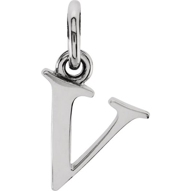 Sterling Silver Lowercase Initial V Pendant
