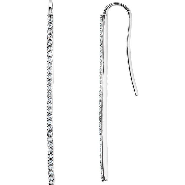 14K White 1/4 CTW Natural Diamond Vertical Bar Earrings