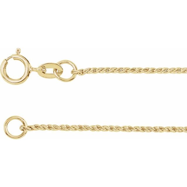 14K Yellow 1 mm Twisted Wheat 16' Chain