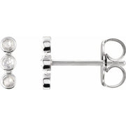 14K White Rose-Cut .05 CTW Natural Diamond Three-Stone Bar Earrings