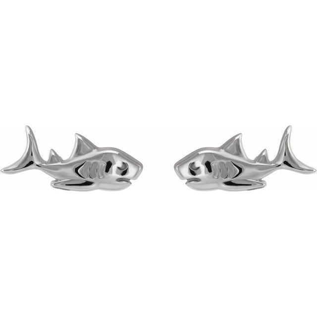 Sterling Silver Shark Stud Earrings
