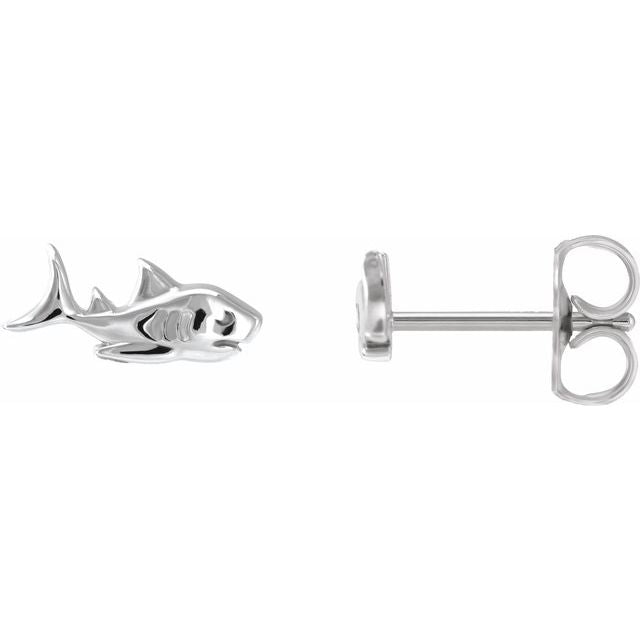 Sterling Silver Shark Stud Earrings