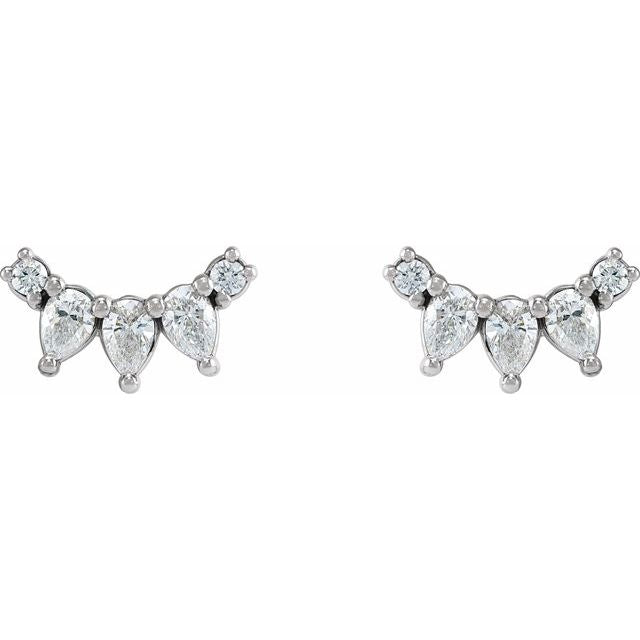14K White 1/3 CTW Natural Diamond Curved Bar Earrings