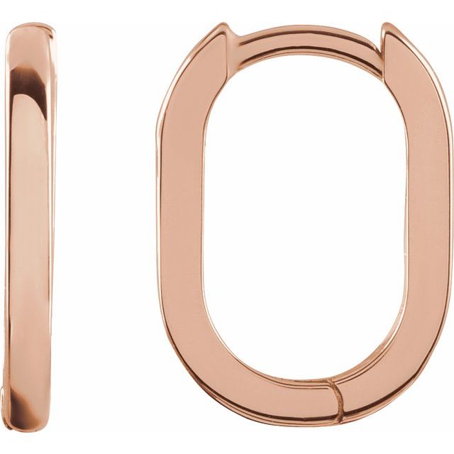 14K Rose Elongated Oval 14 mm Hoop Earrings