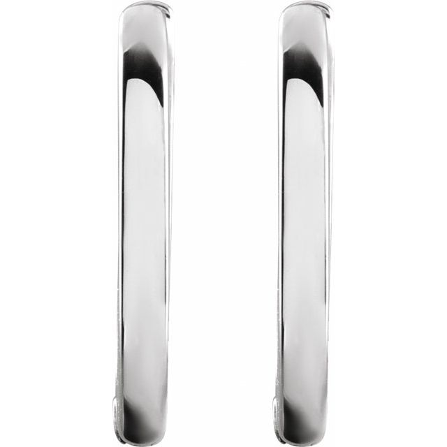 Sterling Silver Elongated Oval 14 mm Hoop Earrings