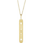 14K Yellow .0025 CT Natural Diamond Arrow Bar 16-18' Necklace