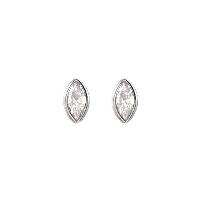 14K White .07 CT Natural Diamond Press Fit Back Stud Earring