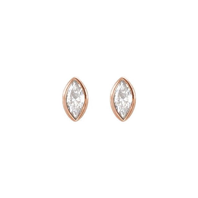 14K Rose .07 CT Natural Diamond Press Fit Back Stud Earring