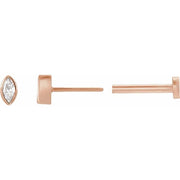 14K Rose .07 CT Natural Diamond Press Fit Back Stud Earring