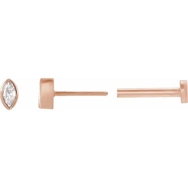 14K Rose .07 CT Natural Diamond Press Fit Back Stud Earring