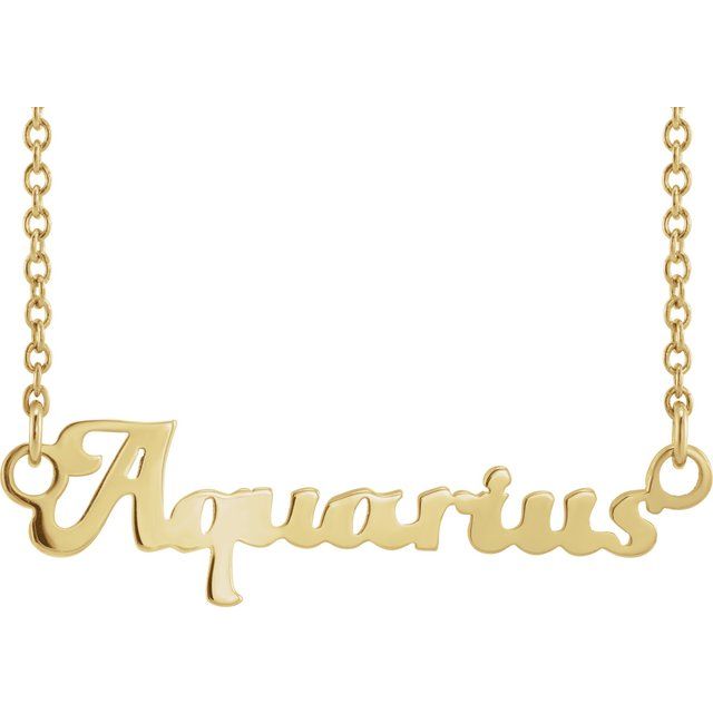 14K Yellow Aquarius Zodiac 18' Necklace