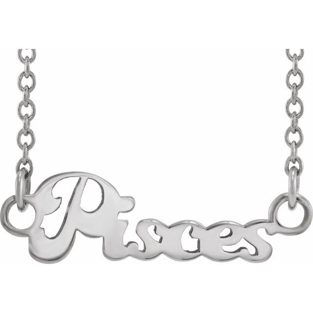 Sterling Silver Pisces Zodiac 18' Necklace