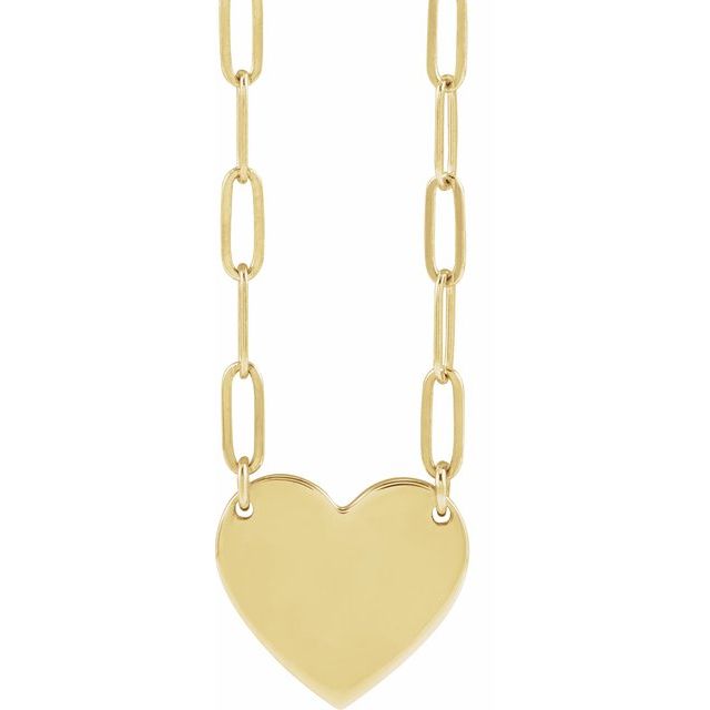 14K Yellow Engravable Heart 18' Necklace