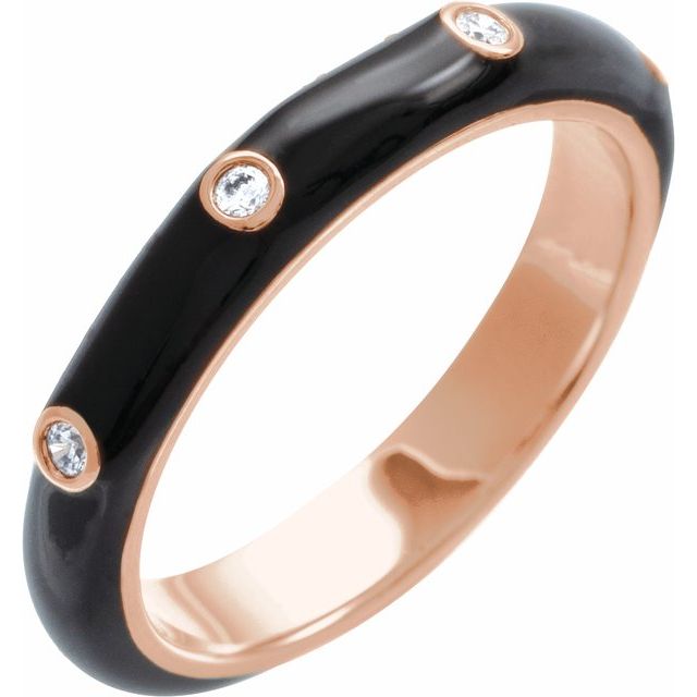 14K Rose .05 CTW Natural Diamond & Black Enamel Ring