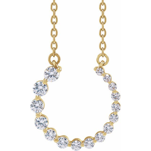 14K Yellow 3/8 CTW Lab-Grown Diamond Graduated Circle 16-18' Necklace