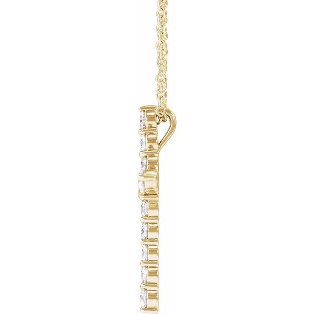 14K Yellow 1/2 CTW Natural Diamond Cross 16-18' Necklace