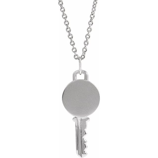 Sterling Silver Engravable Key 16-18' Necklace