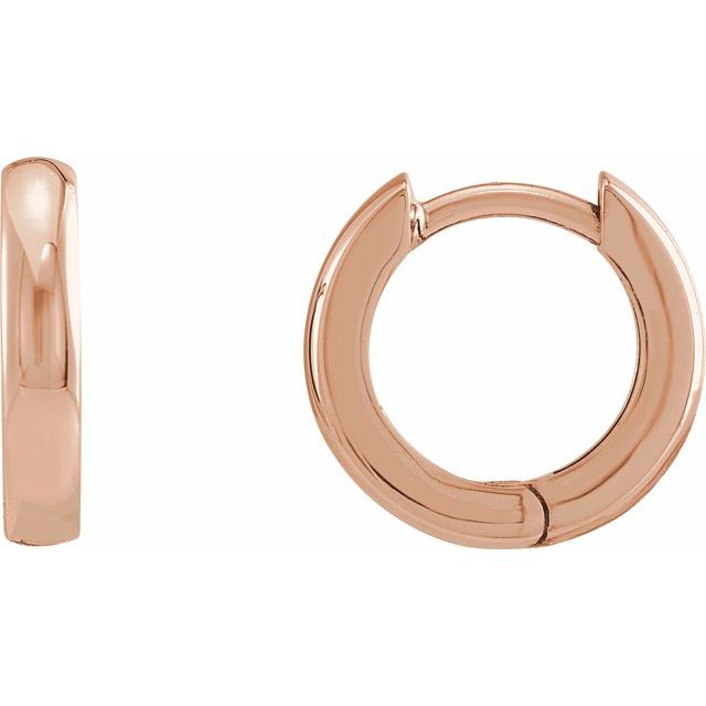 14K Rose 12 mm Hinged Hoop Earrings