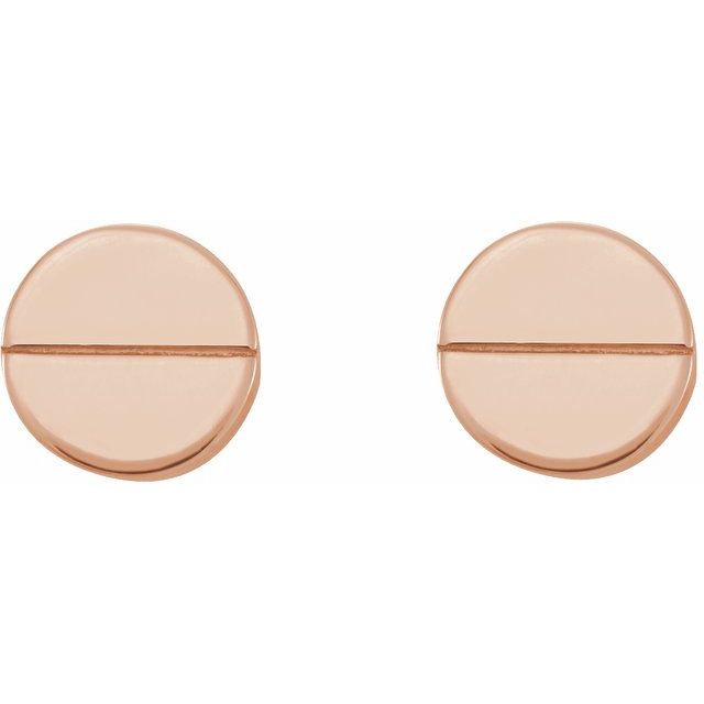 14K Rose 4.9 mm Geometric 4 mm Press Fit Back Earrings