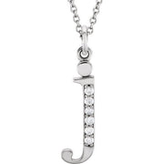 14K White .025 CTW Natural Diamond Lowercase Initial J 16' Necklace