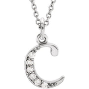 14K White .03 CTW Natural Diamond Lowercase Initial C 16' Necklace