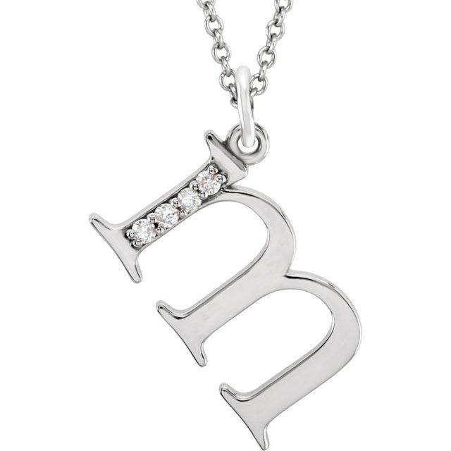 14K White .02 CTW Natural Diamond Lowercase Initial M 16' Necklace