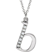 14K White .03 CTW Natural Diamond Lowercase Initial B 16' Necklace