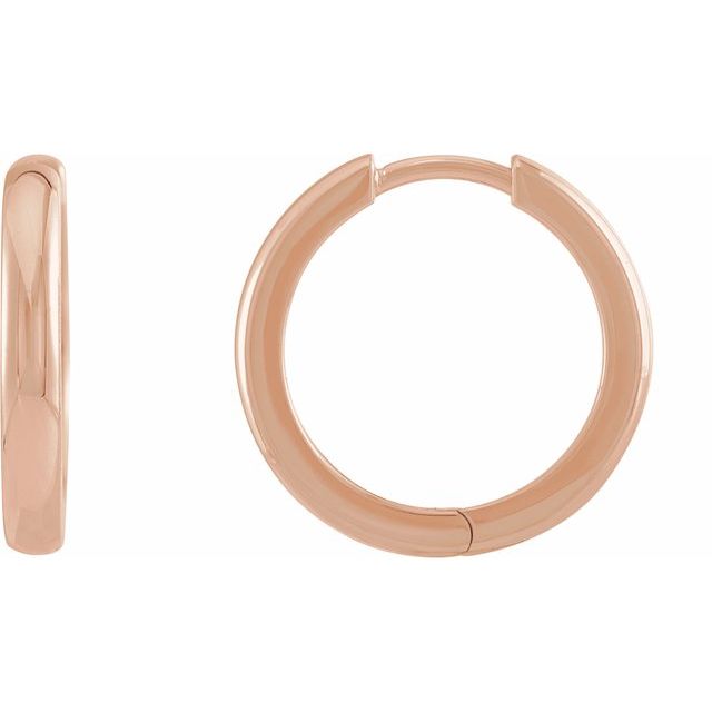 14K Rose 17 mm Hinged Hoop Earrings