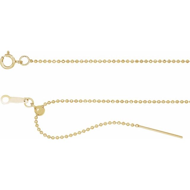 14K Yellow 1 mm Adjustable Threader Bead 16-22' Chain