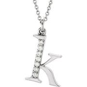 14K White .03 CTW Natural Diamond Lowercase Initial K 16' Necklace
