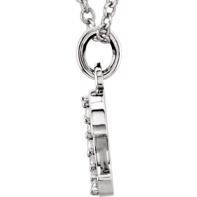 14K White .03 CTW Natural Diamond Lowercase Initial E 16' Necklace