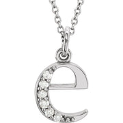 14K White .03 CTW Natural Diamond Lowercase Initial E 16' Necklace