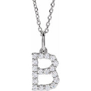 14K White 1/4 CTW Lab-Grown Diamond Initial B 16-18' Necklace