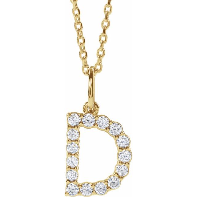 14K Yellow 1/4 CTW Lab-Grown Diamond Initial D 16-18' Necklace