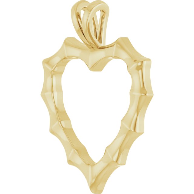 14K Yellow Bamboo Heart Pendant