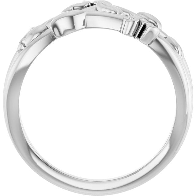 14K White Floral Criss-Cross Ring