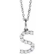 14K White 1/5 CTW Lab-Grown Diamond Initial S 16-18' Necklace