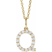 14K Yellow 1/4 CTW Lab-Grown Diamond Initial Q 16-18' Necklace