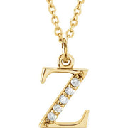 14K Yellow .025 CTW Natural Diamond Lowercase Initial Z 16' Necklace