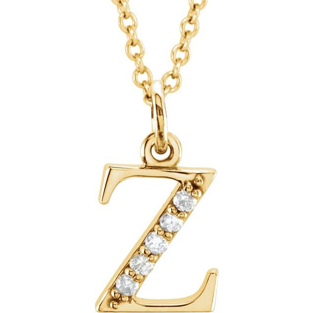 14K Yellow .025 CTW Natural Diamond Lowercase Initial Z 16' Necklace