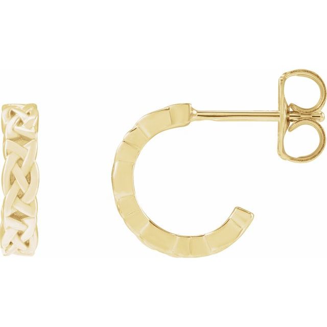 14K Yellow Celtic-Inspired 10.25 mm Hoop Earrings