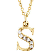 14K Yellow .025 CTW Natural Diamond Lowercase Initial S 16' Necklace