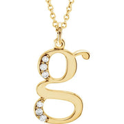 14K Yellow .025 CTW Natural Diamond Lowercase Initial G 16' Necklace