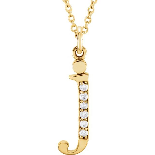 14K Yellow .025 CTW Natural Diamond Lowercase Initial J 16' Necklace