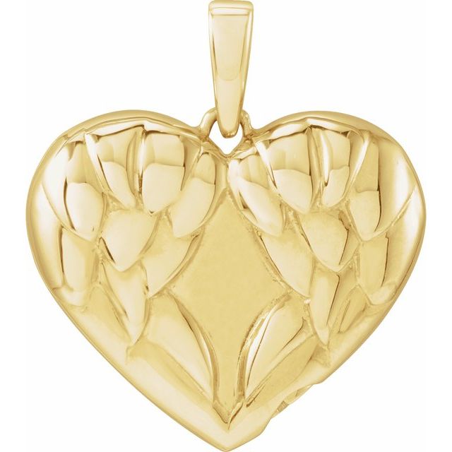 14K Yellow Angel Wings Heart Ash Holder