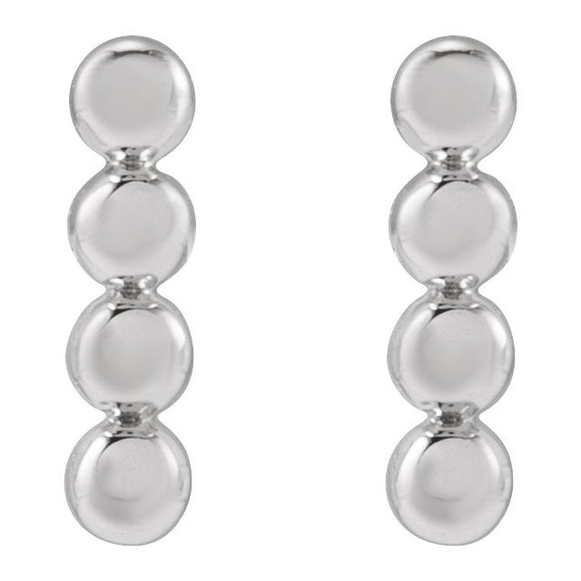 Sterling Silver 6 mm Beaded Bar Earrings